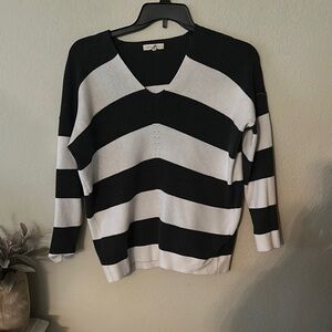 Black and White Striped Women's Sweater